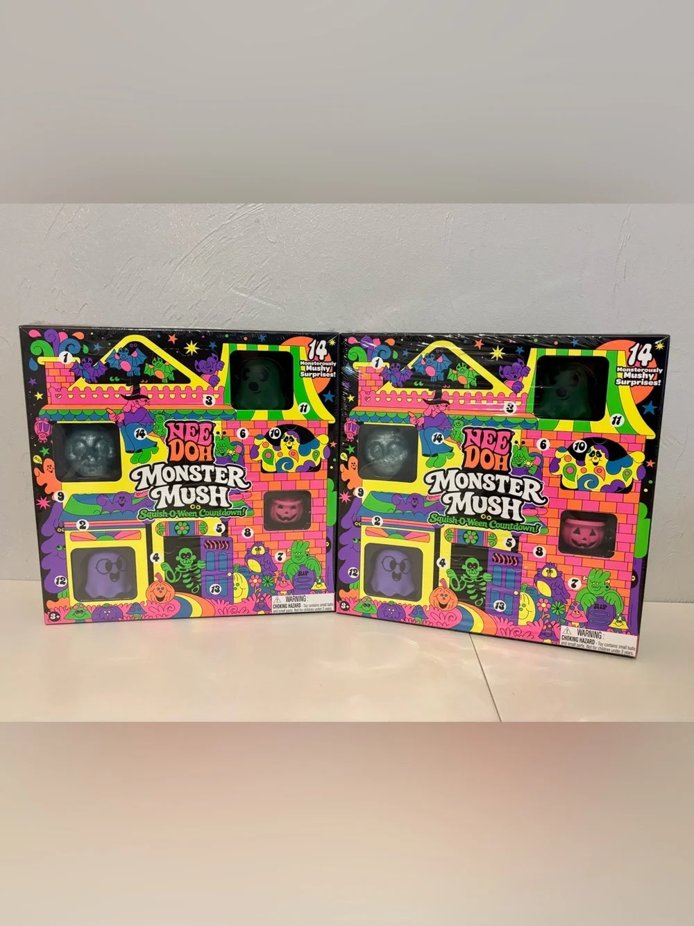 NeeDoh Monster Mush Squish-O-Ween Countdown 14 Surprises x2